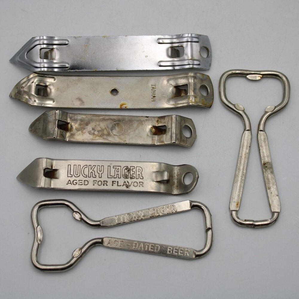 6 Piece Lot Bottle Openers Metal Lucky Lager And Plain